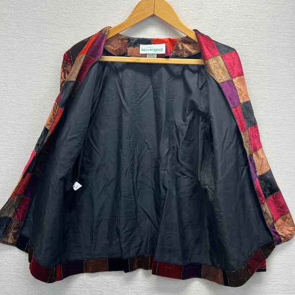 Willow Ridge Women Patchwork Velvet Blazer Jacket Open Front Multicolor Lined XL - Picture 9 of 9